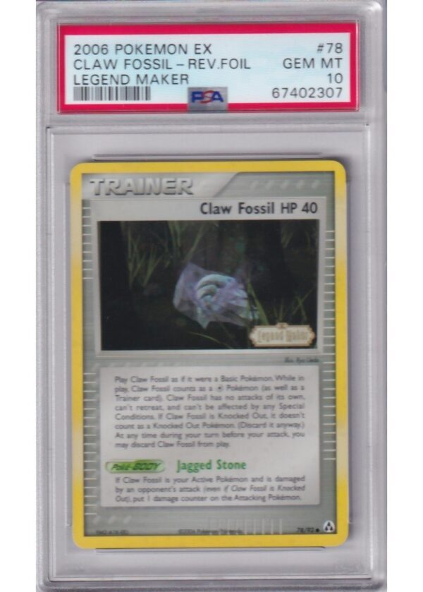 Claw Fossil 7892 Reverse Foil PSA 10