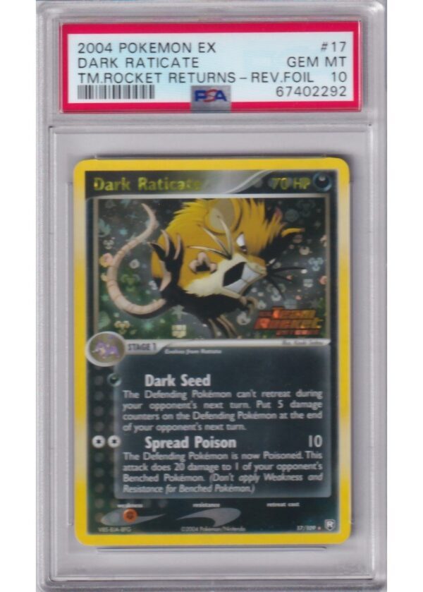 Dark Raticate 17109 Reverse Foil PSA 10