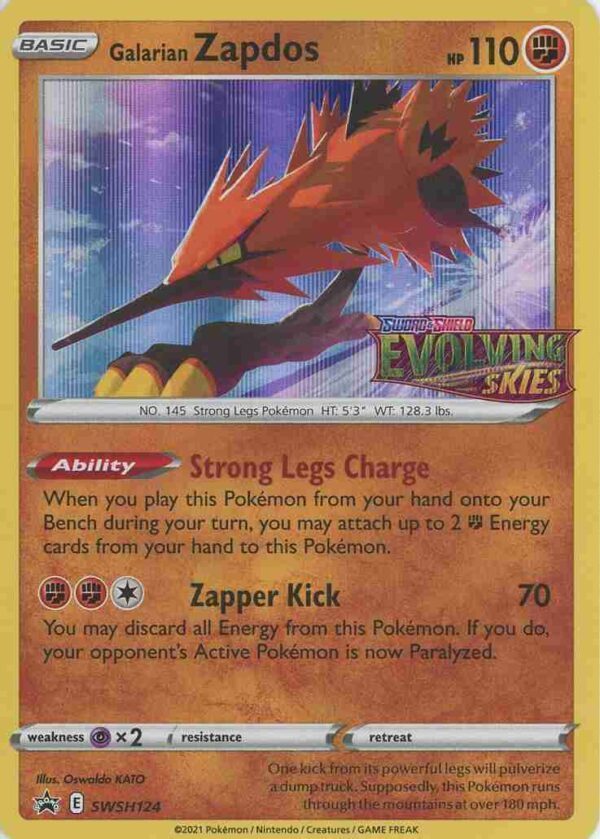 Galarian Zapdos SWSH124 Prerelease Pokemon Sword Shield promo