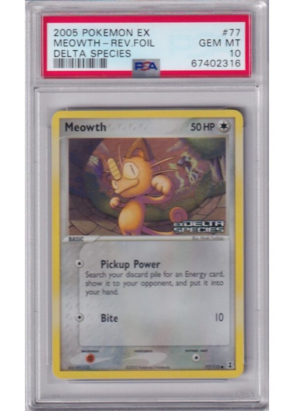 Meowth 77113 Reverse Foil PSA 10