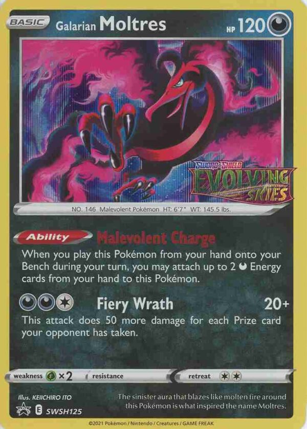 Galarian Moltres SWSH125 Prerelease Pokemon Sword Shield promo