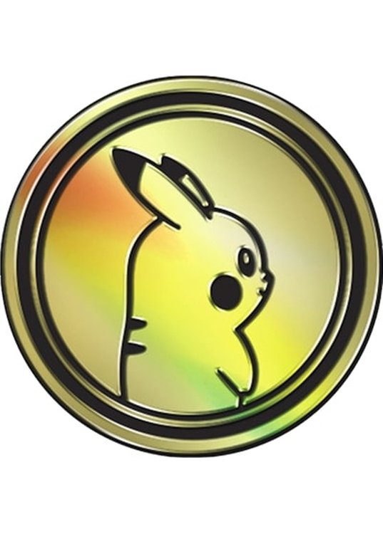 Se Pikachu Pokemon mønt (Guld - Rainbow Holo) - Stor hos Pokecards.dk