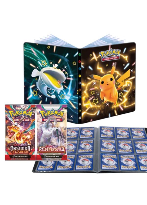 Portfolio Pack Bundle - Stor mappe med Pikachu og 2 booster pakker (Pikachu - Paldean Fates) (9 kort pr. side)